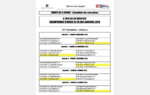 Calendrier du championnat Garçons 15/18