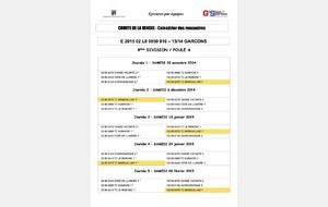 Calendrier championnat Garçons 13/14