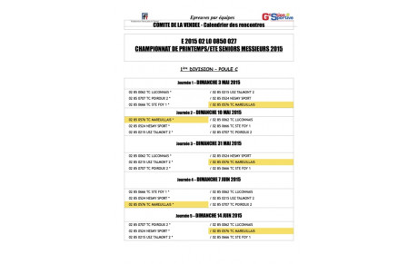 Calendrier Champ. printemps/été seniors
