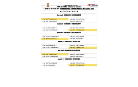 Calendrier champ. hiver seniors messieurs