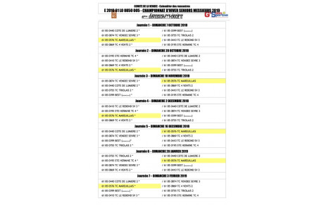 Calendrier 2018/2019 Champ. Hiver messieurs