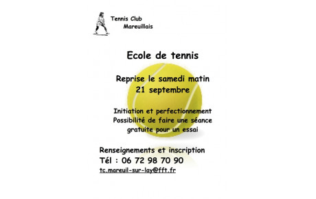 Reprise de l'école de tennis