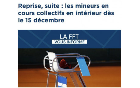 Reprise du tennis le 15 décembre