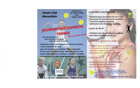 Le samedi 5 juin Journée Découverte du Tennis au complexe sportif