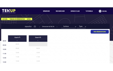 Réservation des terrains de tennis
